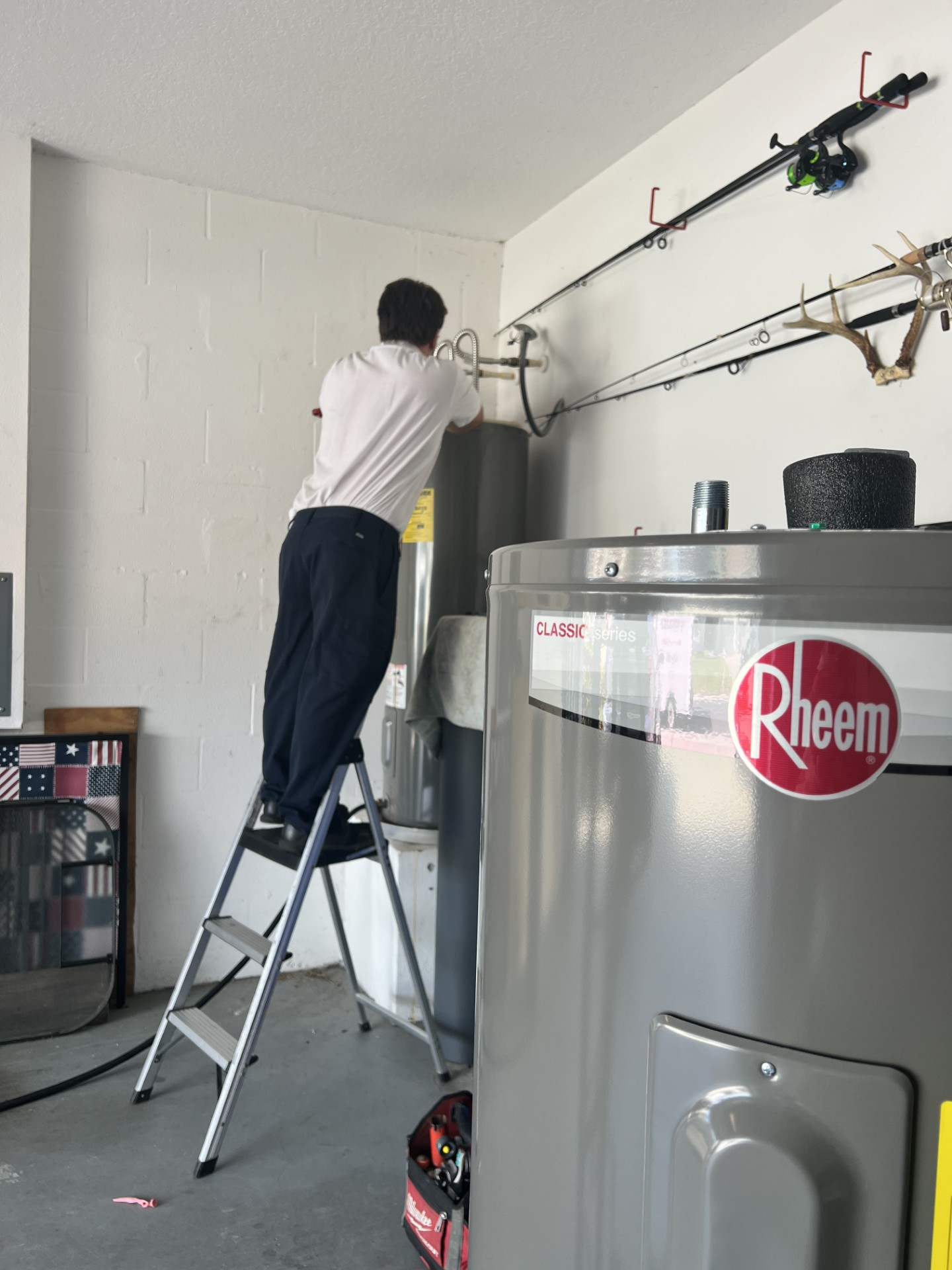 Technician Servicing Heating Boiler — Wimauma, FL — Reedy Plumbing Technician Servicing Heating Boiler — Wimauma, FL — Reedy Plumbing