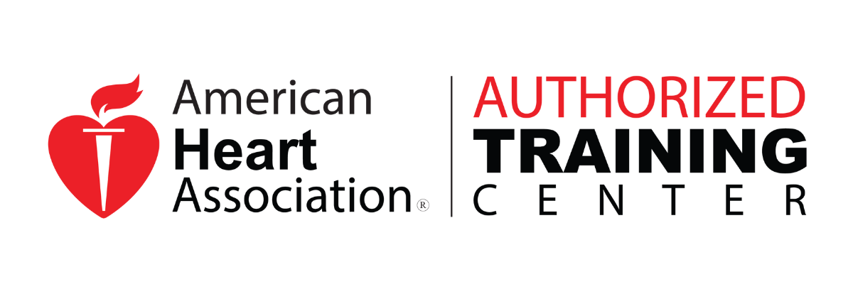 American Heart Association Authorized Training Center logo in red, black, and white
