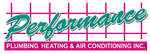 Performance Plumbing Heating & Air Conditioning Inc. logo in teal, pink, and white with grid background