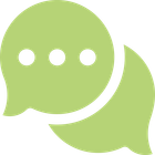 Two red speech bubbles with three white dots on them