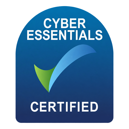 Cyber Essentials certified logo with blue shield and green checkmark