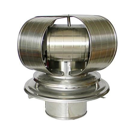Stainless steel chimney cap with a rotating, cylindrical design.