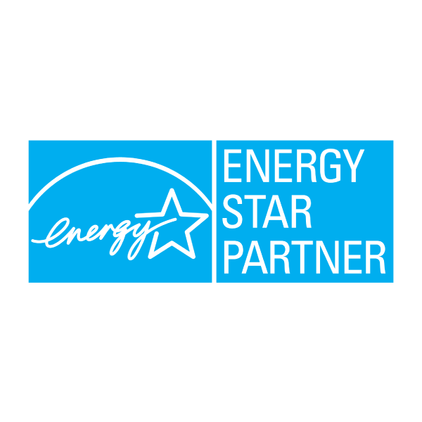 A blue energy star partner logo with a white star