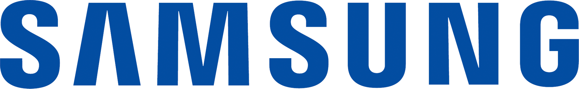 Blue SAMSUNG wordmark logo on a white background