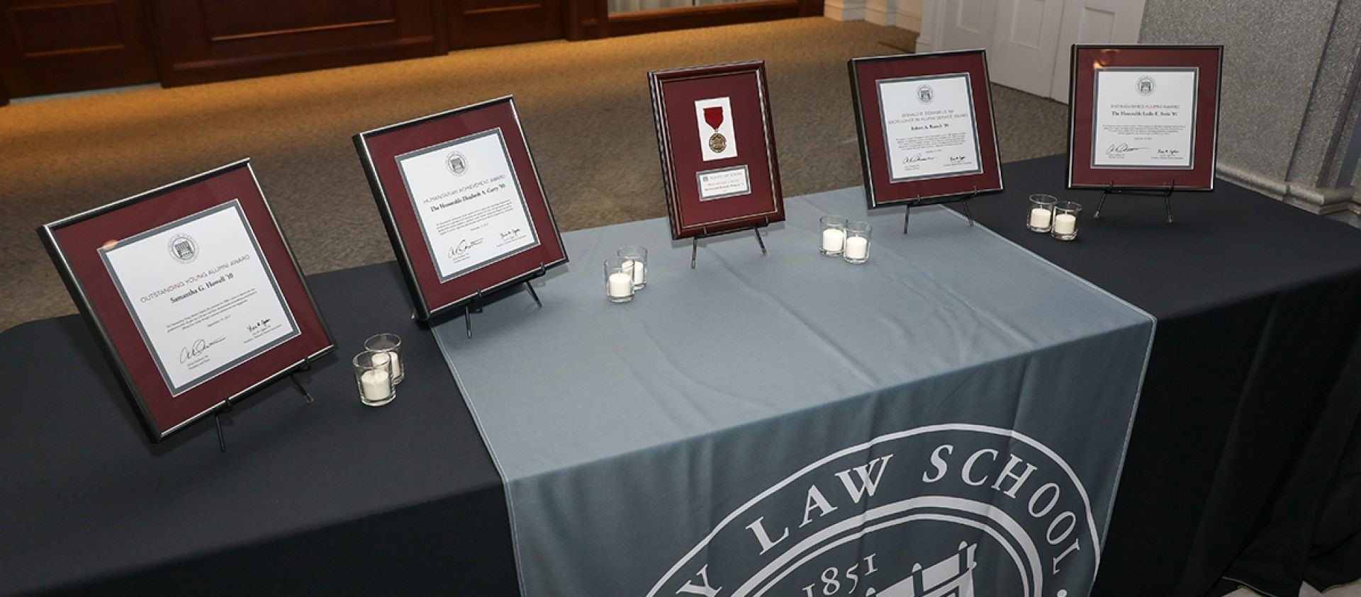 Awards standing on the table
