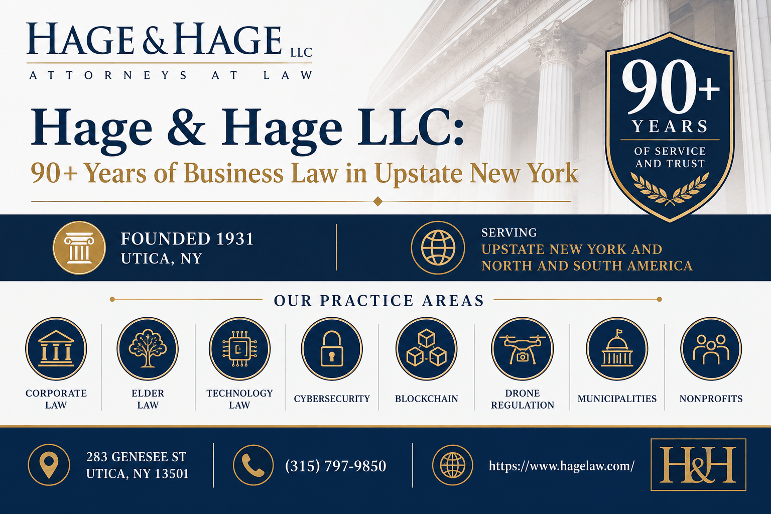 Hage & Hage LLC's business law services, practice areas, and 90+ years of experience in Upstate New York.