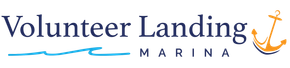 Volunteer Landing Marina logo with anchor and wave design.