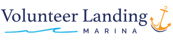 Volunteer Landing Marina logo with anchor and wave design.