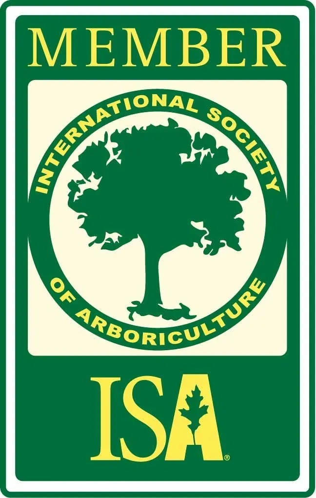 Green ISA member badge with tree logo and “International Society of Arboriculture” text.