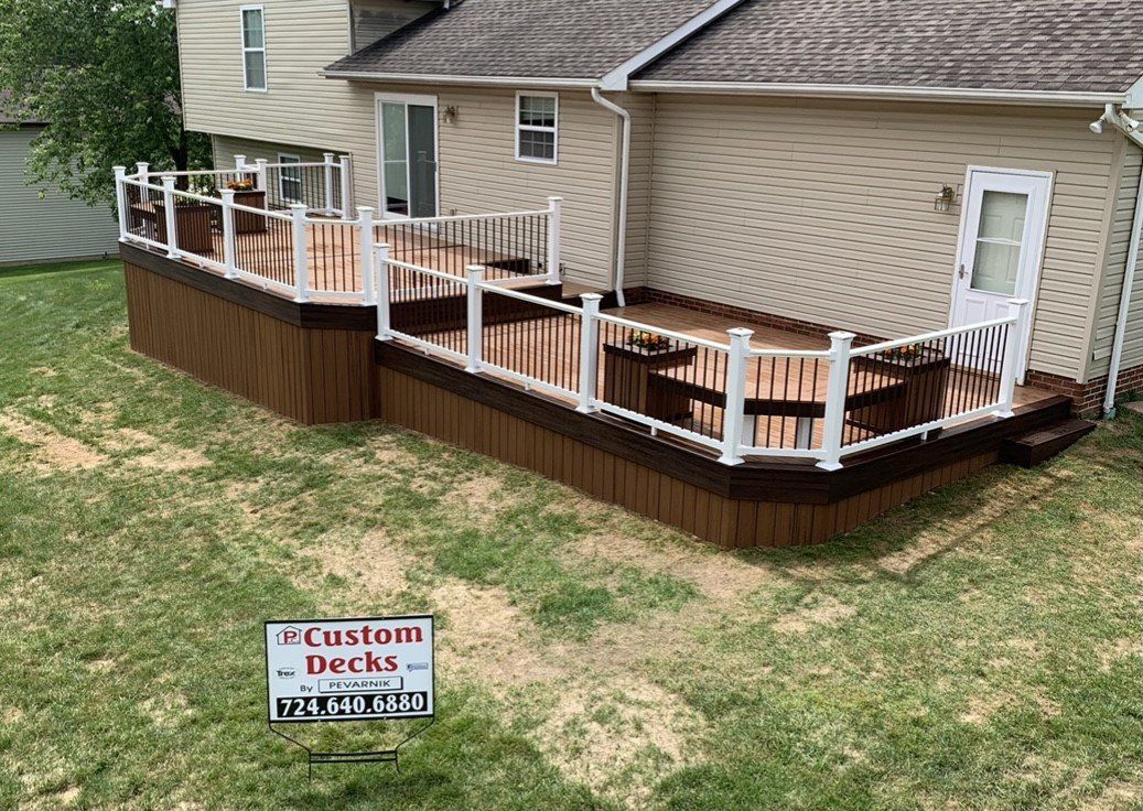Brown Two Tier Trex Deck — Greensburg, PA — Pevarnik Construction