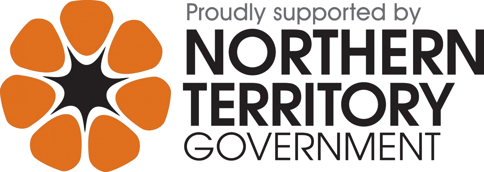 Logo of the Northern Territory Government, with orange flower and text: 