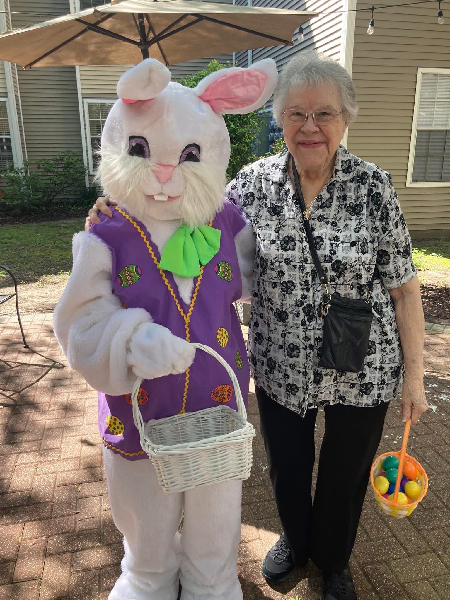 ville ste marie resident with Easter Bunny