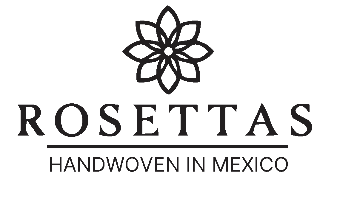 ROSETTAS logo with a flower emblem and the tagline “HANDWOVEN IN MEXICO”