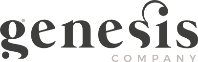 A black and white logo for genesis company.