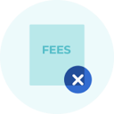Blue fees icon with a white X in a circle