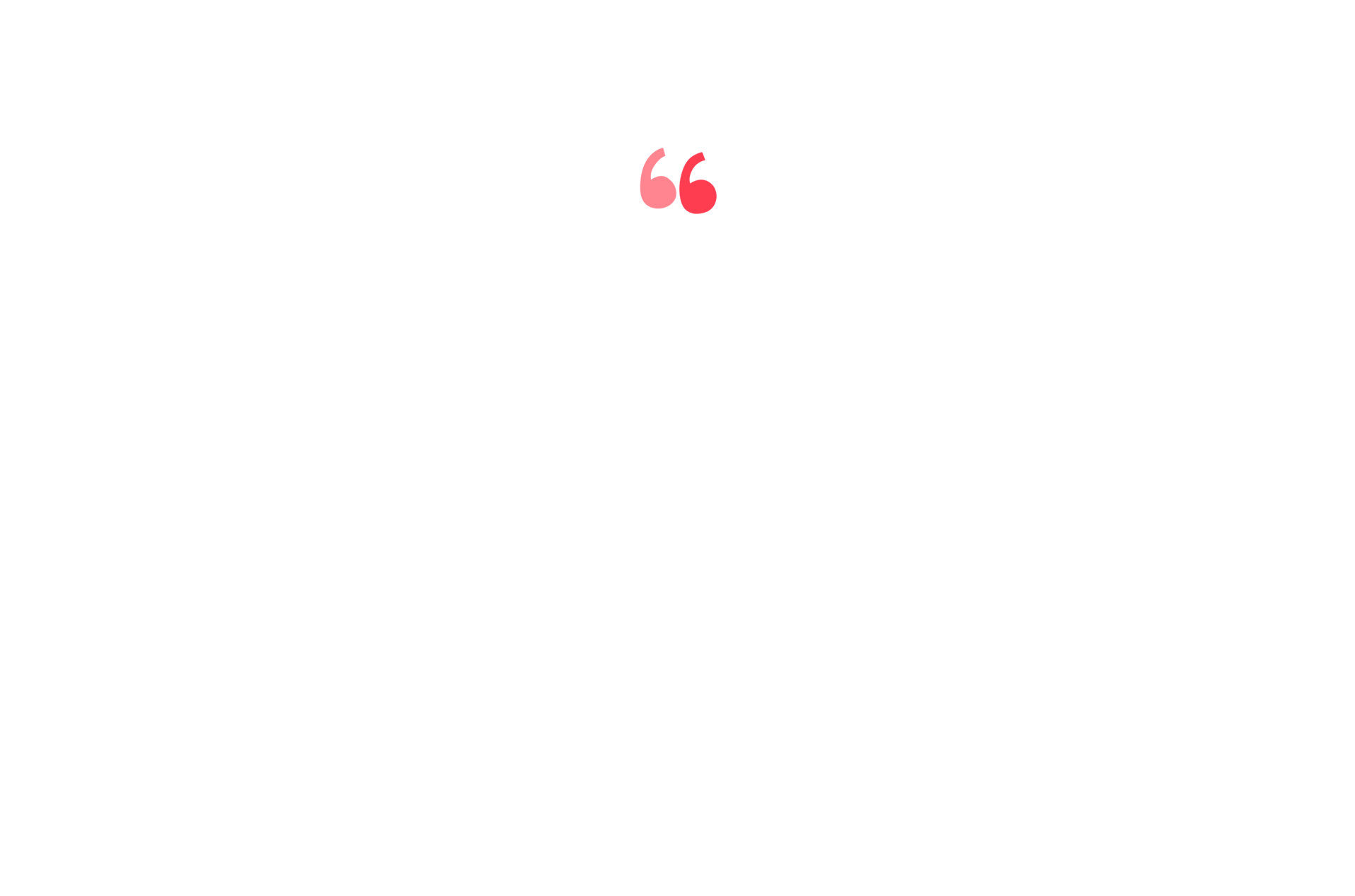Pink quotation marks on a white background.