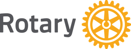 Rotary logo with gray wordmark and orange gear icon