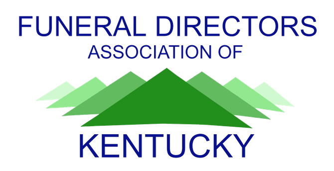 Funeral Directors Association of Kentucky logo with green mountains and blue text