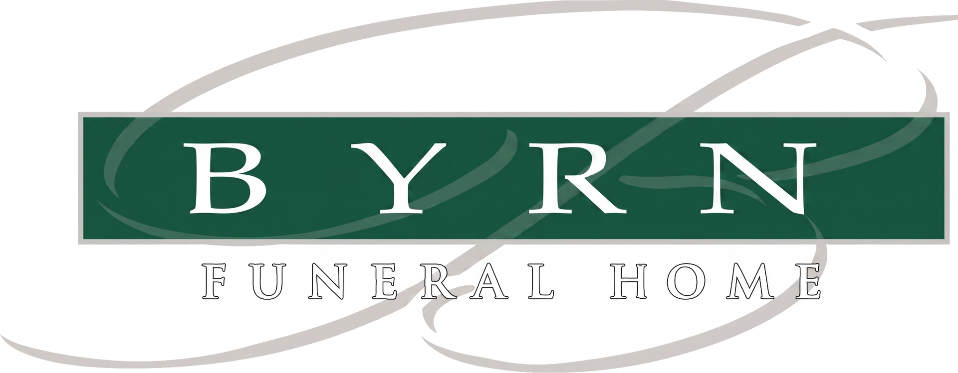 BYRN Funeral Home logo in green and gray with stylized swirls