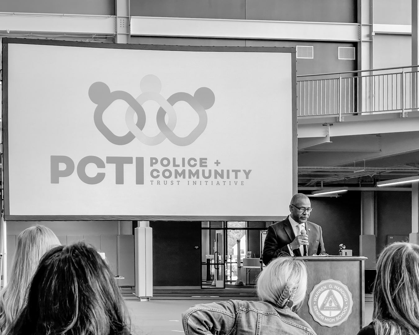 Mayor Doug Franklin announces the Police + Community Trust Initiative at the State of the City Address.