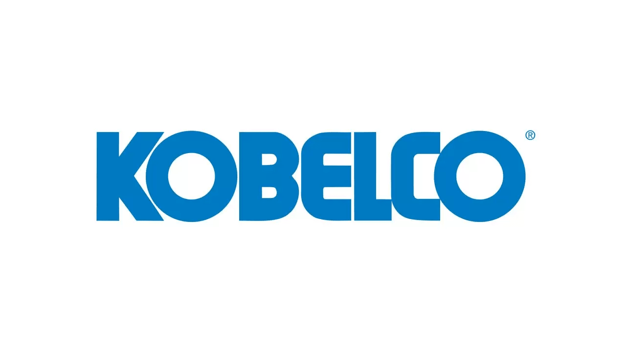 The kobelco logo is blue and white on a white background.