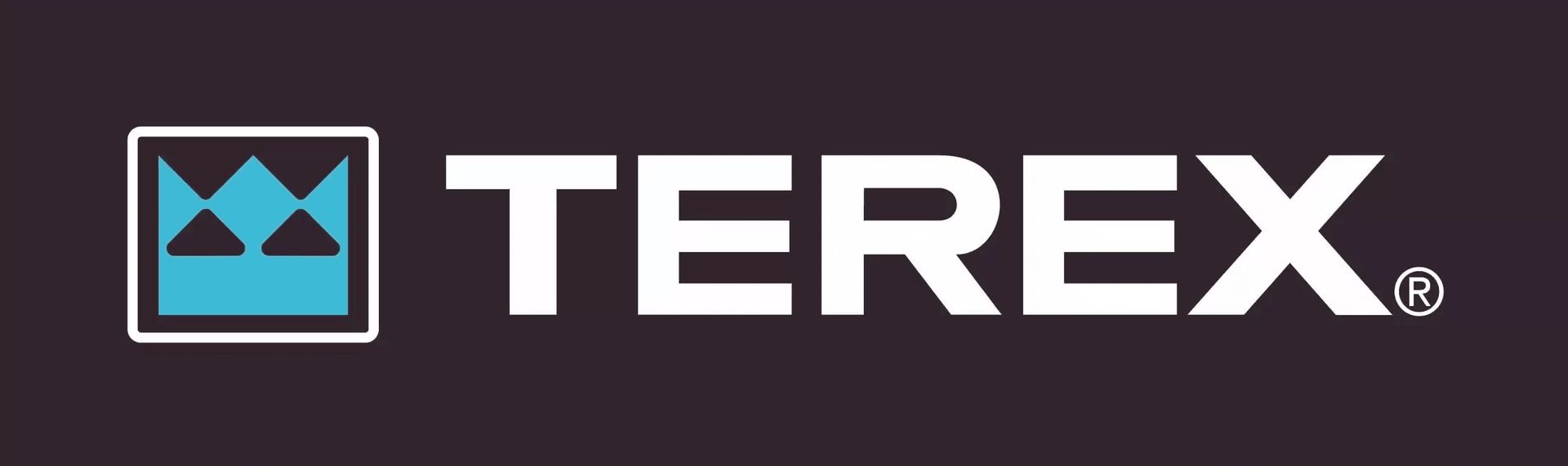 A terex logo with a blue crown on a black background