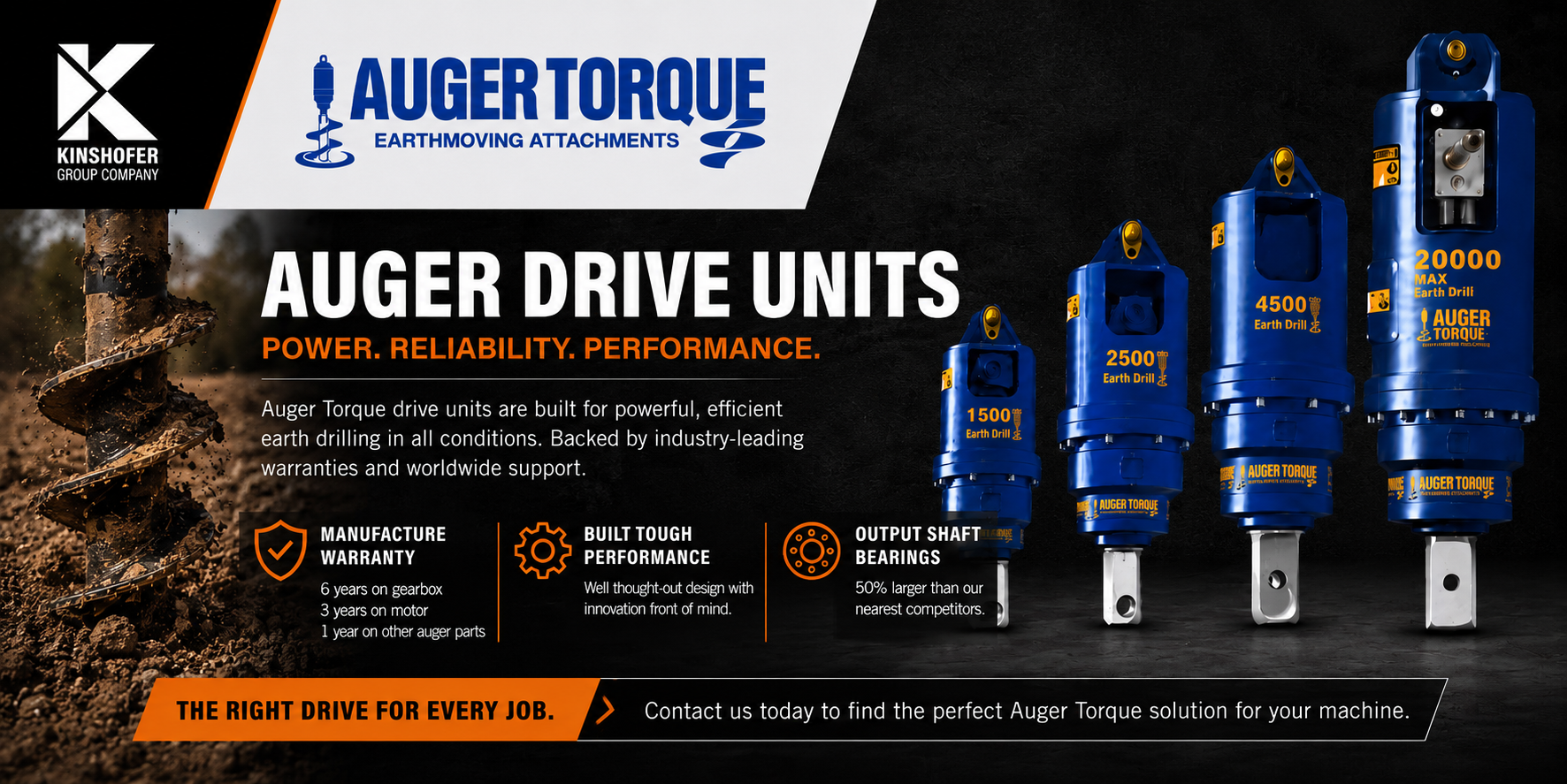 An ad for a drilling auger / drive unit