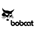 The bobcat logo is a black and white image of a cat with horns.