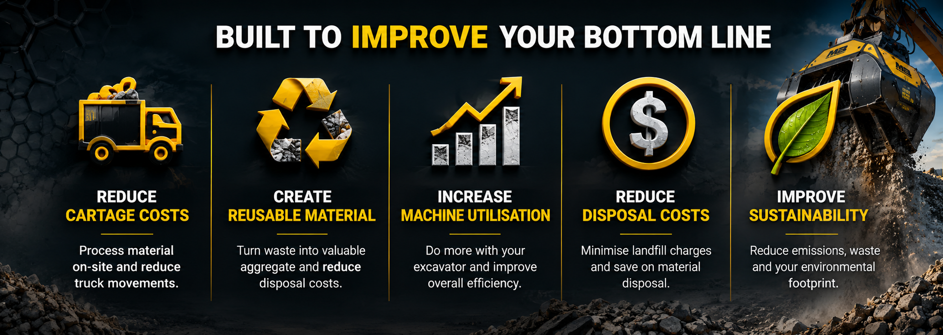 How MB Crusher products are built to improve your bottom line. Save time, save money and increase productivity.