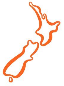 A drawing of a map of new zealand on a white background.