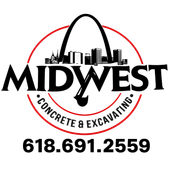 Midwest Concrete & Excavating LLC logo in black text with a small blue accent
