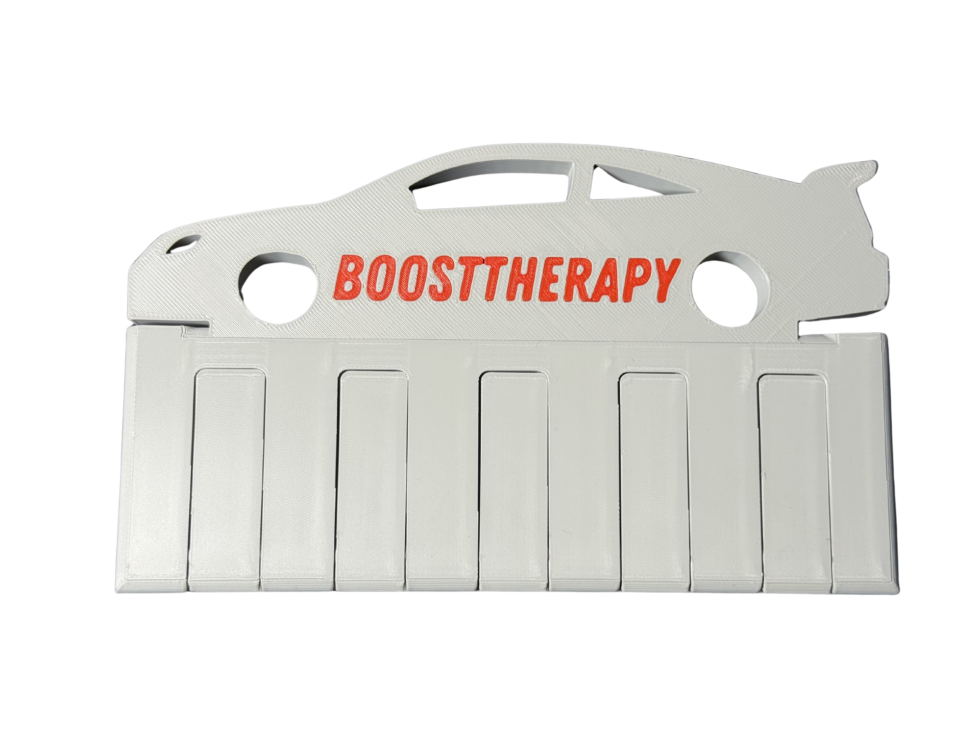 Gray Boosted Bolt coat hanger with logo
