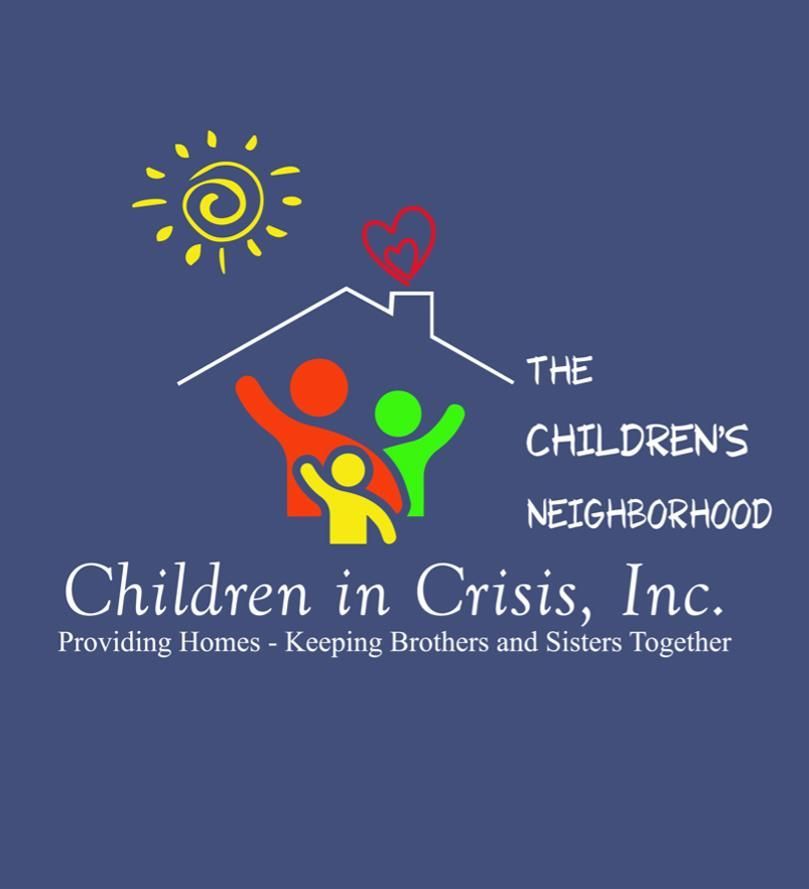 Children in Crisis, Inc. logo with colorful family under a house and sun, plus “The Children’s Neighborhood” text