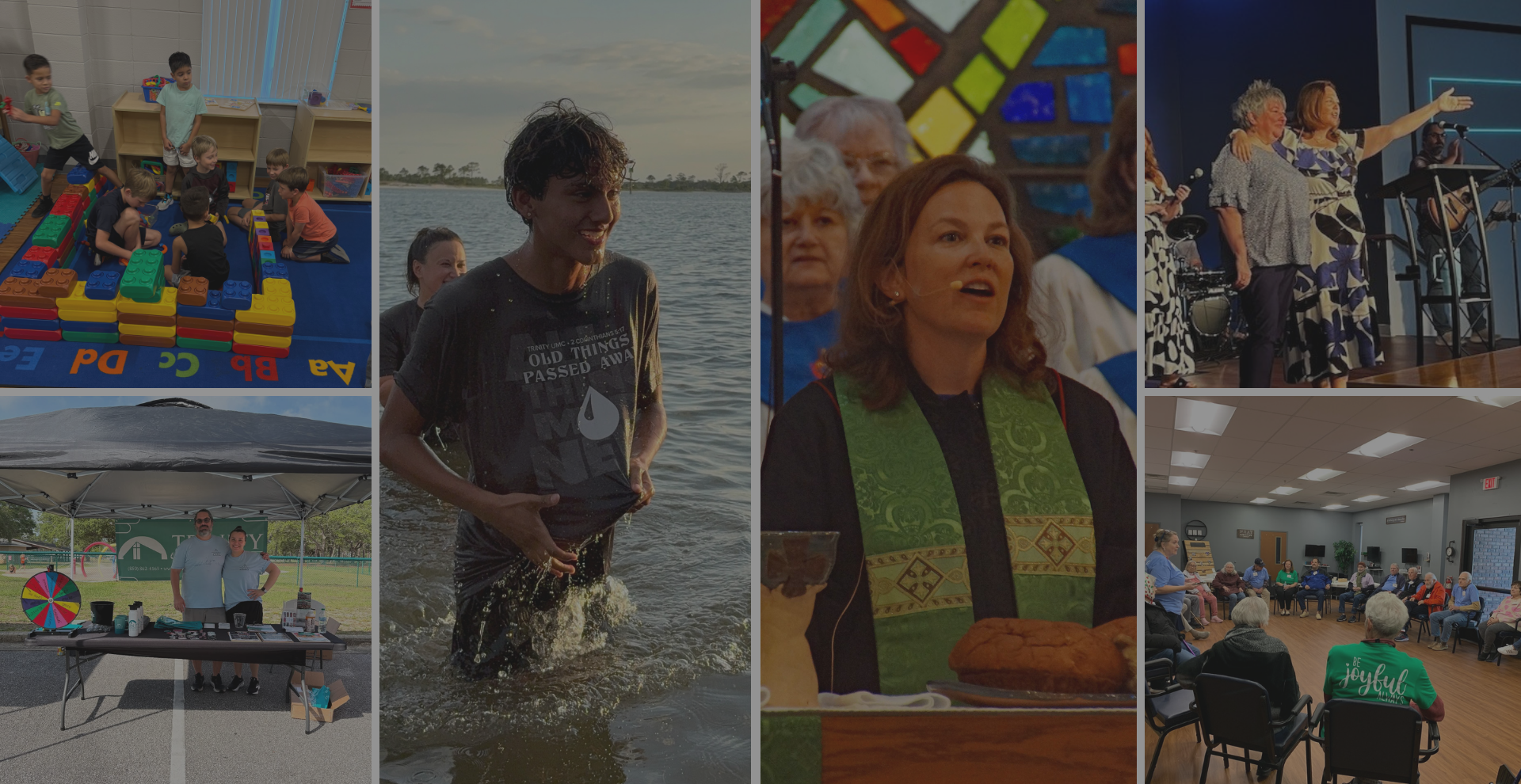 Collage of sports, concert, and outdoor scenes, including performers, crowds, and people in water.