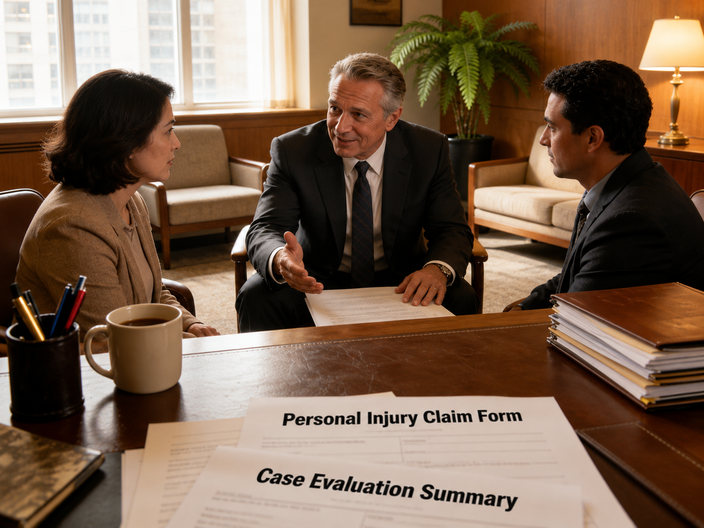 Philadelphia personal injury lawyer consulting with clients about a car accident injury claim