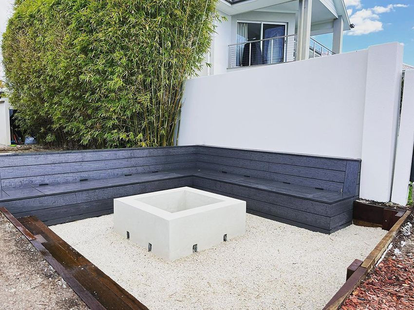 There is a Fire Pit in the Middle of the Patio — HMJ Landscapes in Mudgeeraba, QLD