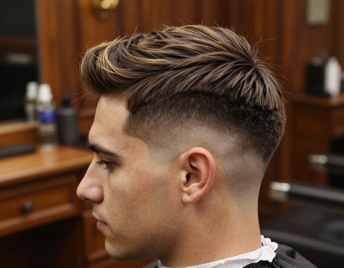 Sharp modern fade haircut at Bourbon Lodge Barbershop