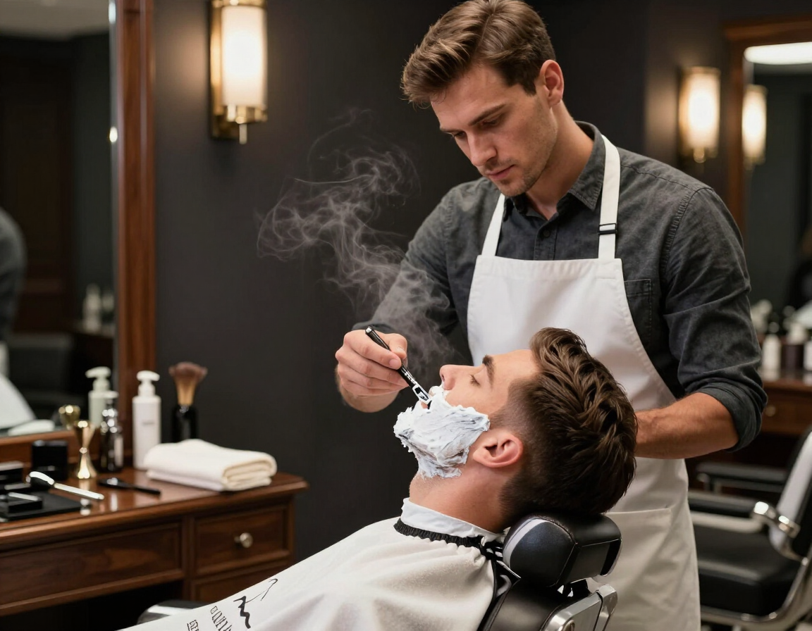 Hot towel shave and grooming service