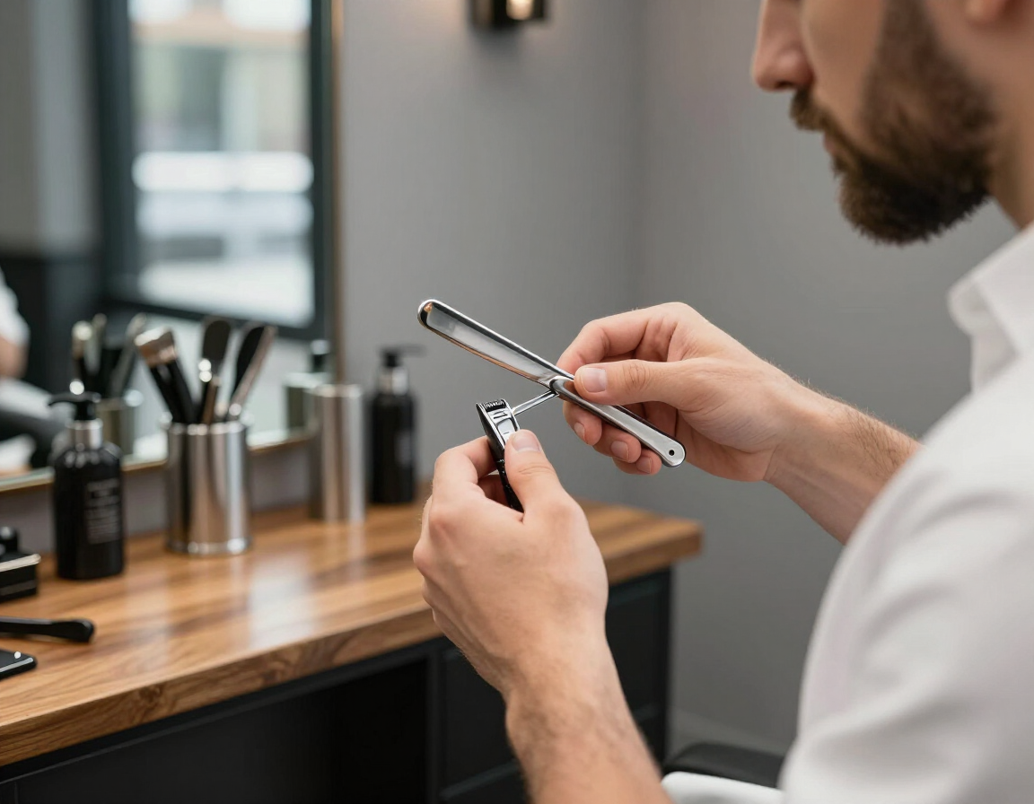 Beard trim and shaping service at the barbershop