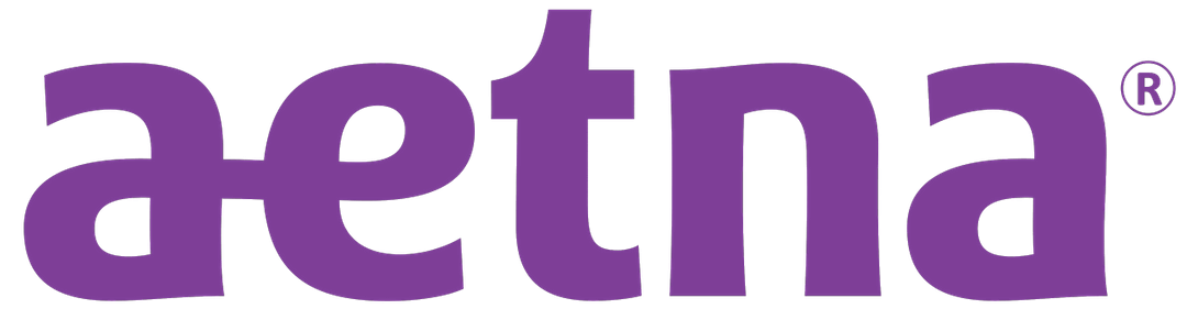 A purple aetna logo on a white background