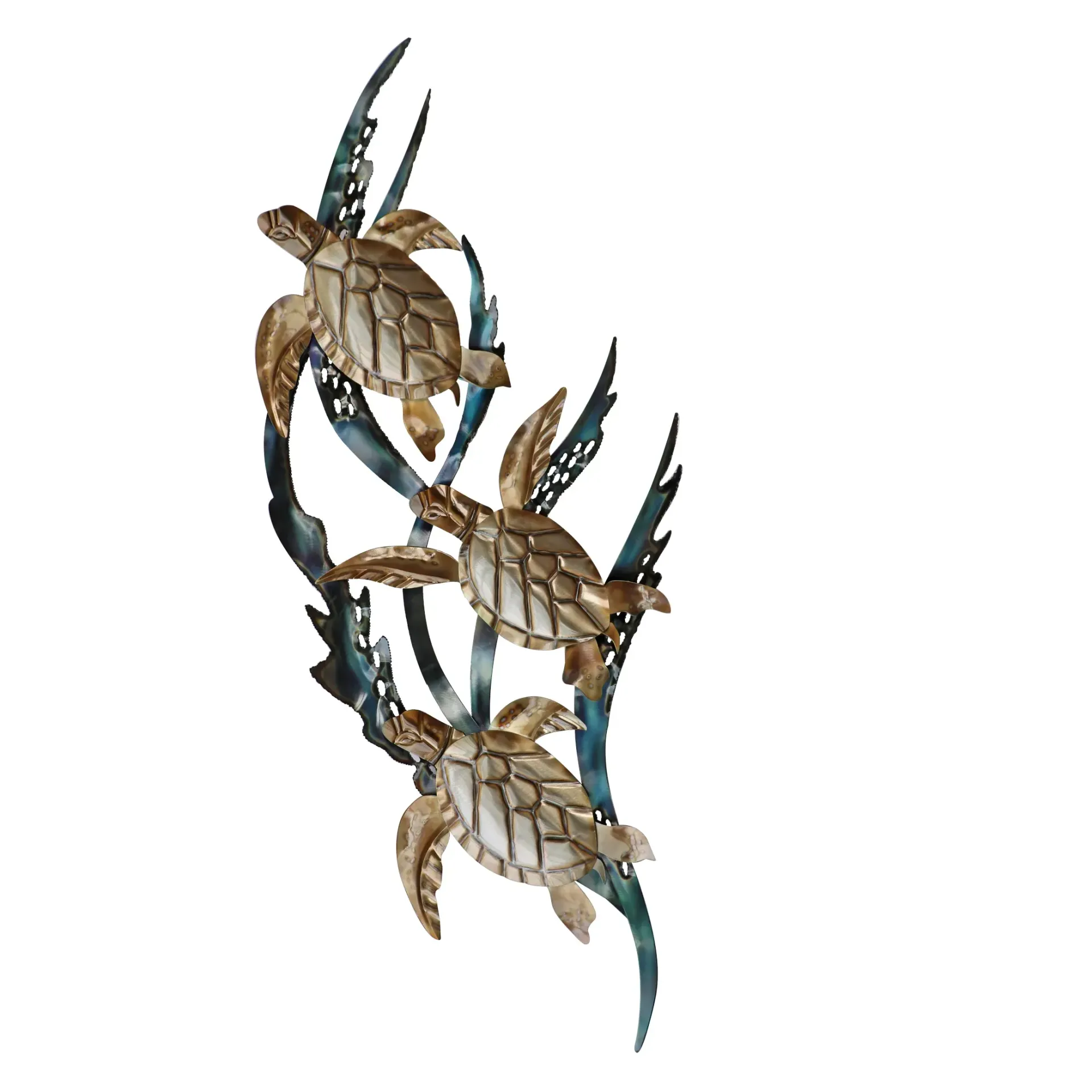 Sea Turtles Kelp Stainless Steel Metal Wall Art