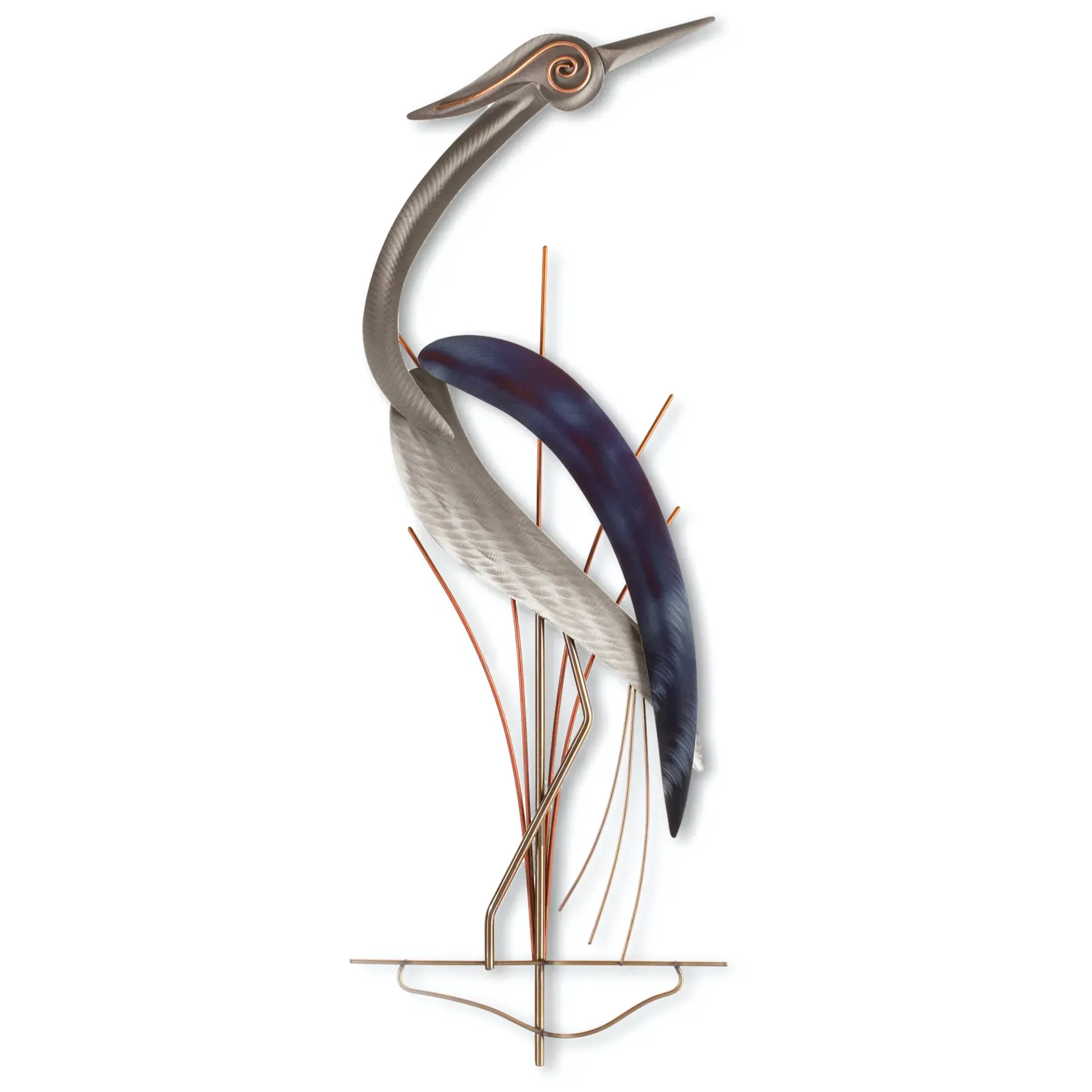 Elegant Heron Face Right Metal Wall Art