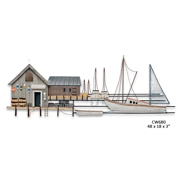 Fishing Village Metal/Wood Wall Art
