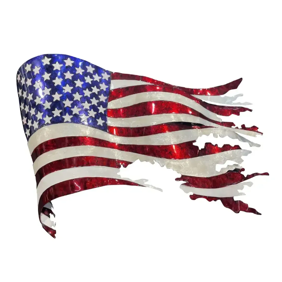 American Flag Torn Metal Wall Décor KK TORN-15FL