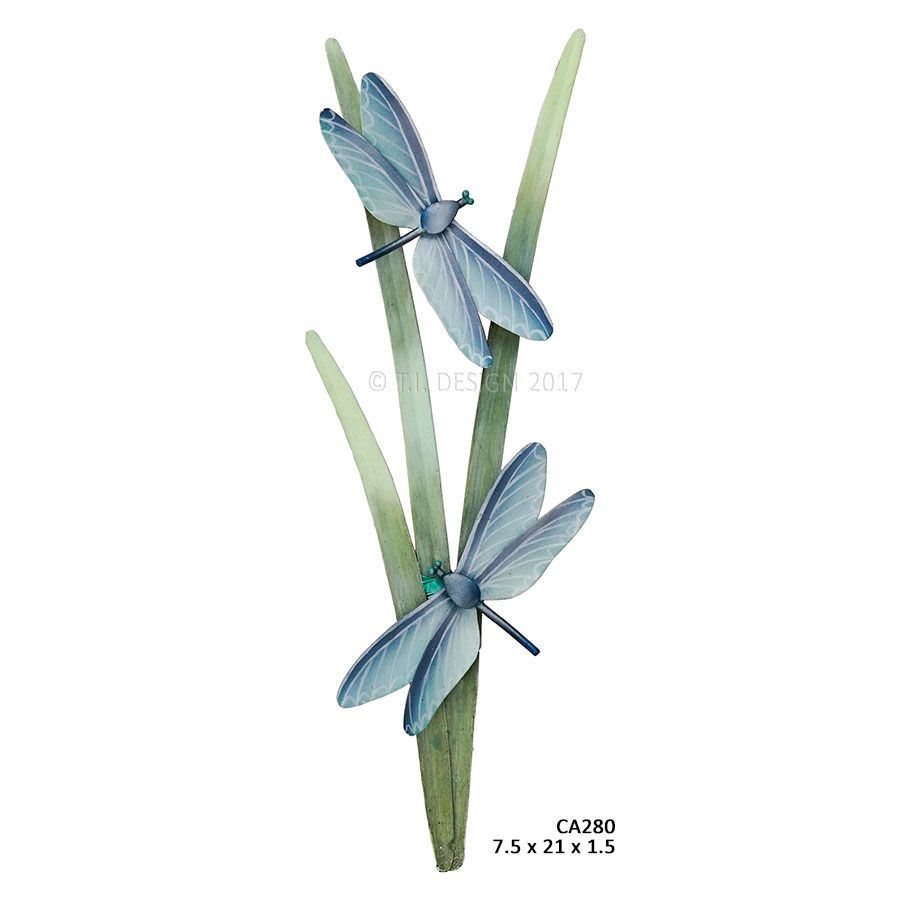 Dragonfly Pair w/ Reeds Metal Wall Art