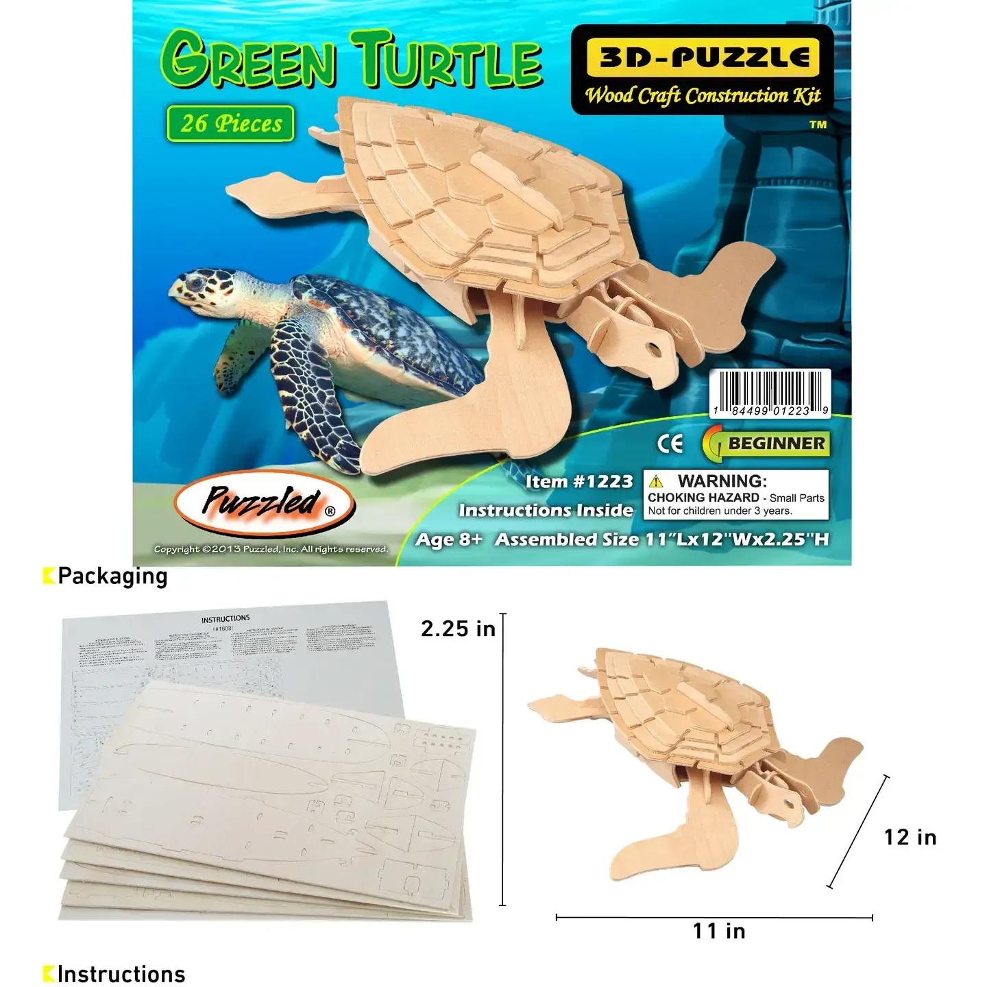 3D Puzzle Green Turtle