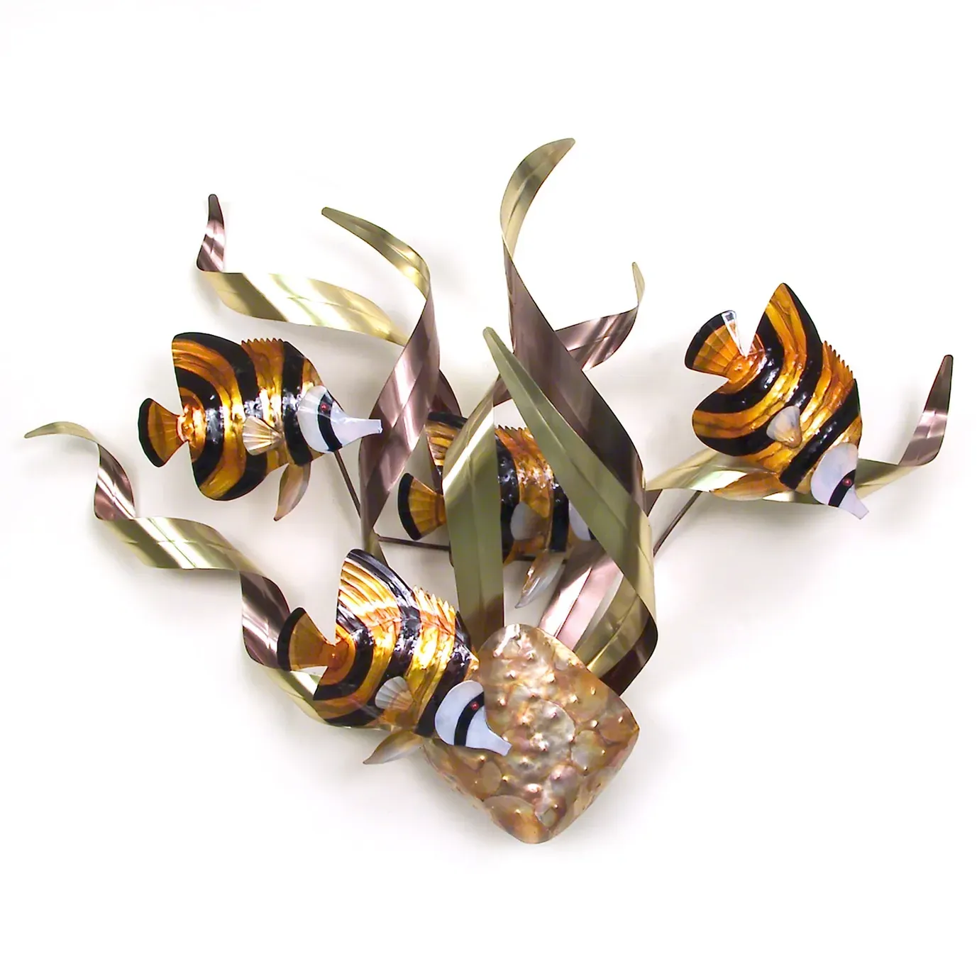 Banded Angelfish Mardi Gras Stainless Steel Metal Wall Art