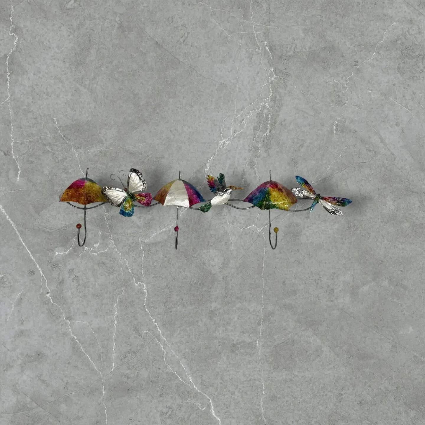 Hummingbird/Butterfly/Dragonfly Multi White Elegance Wall Décor Coat Hanger KK MWE-CH2