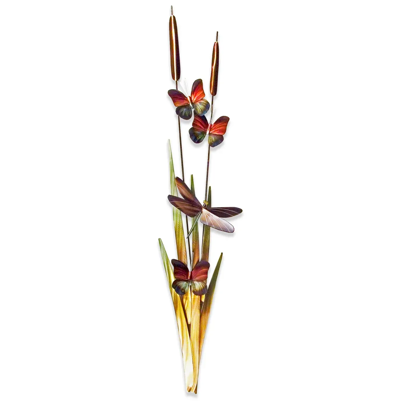 Dragonflies & Cattails Small Stainless Steel Metal Wall Art