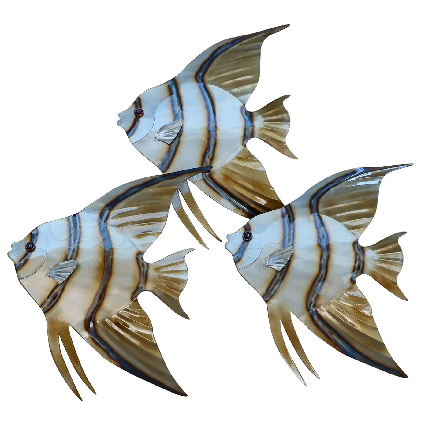 Angelfish School of 3 Metal Wall Art